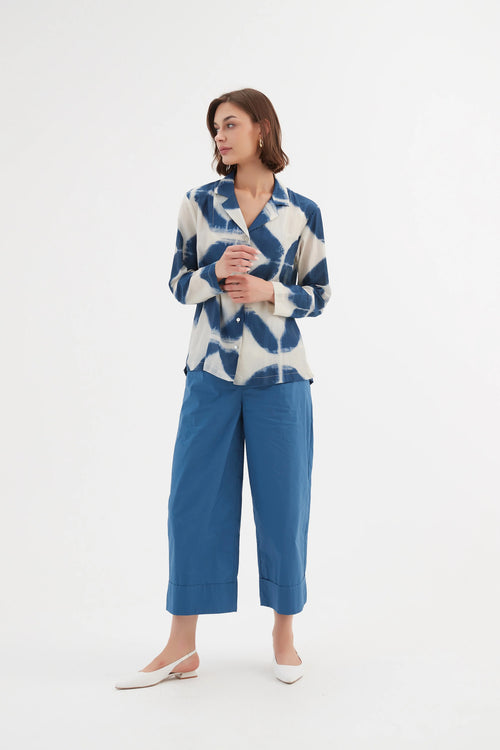 Open Collar Shirt - Blue Diamond