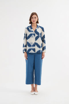 Open Collar Shirt - Blue Diamond