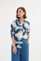 Open Collar Shirt - Blue Diamond