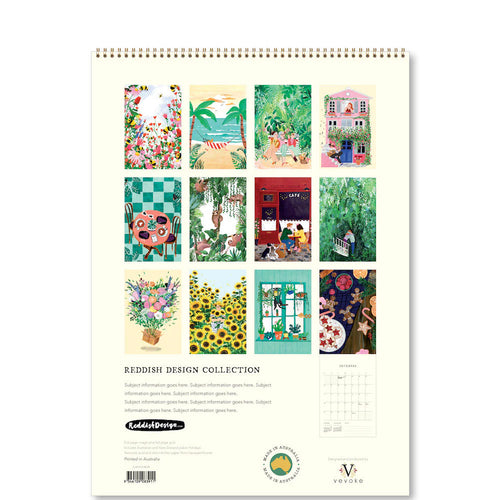 Vevoke Medium Wall Calendar - Reddish