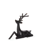 26 cm wood carved sitting reindeer