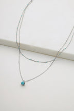 Layered Blue Mini Necklace - Silver