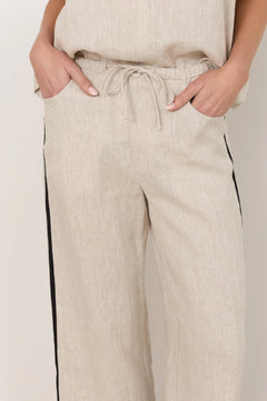 Skylar Linen Pant - Natural/Black Stripe