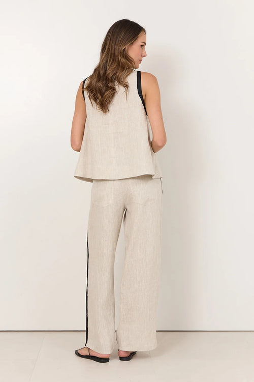 Skylar Linen Pant - Natural/Black Stripe