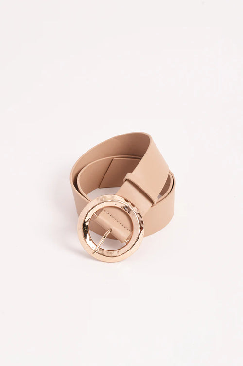 Textured Round Buckle Belt