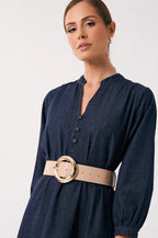 Textured Round Buckle Belt