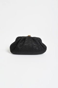 Weave Gathered Clutch - Black