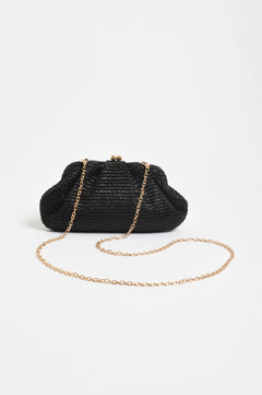 Weave Gathered Clutch - Black