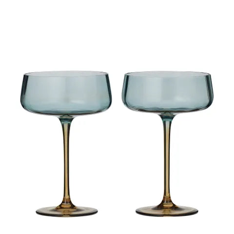 Blue/Amber Coupe Glasses - Set 2