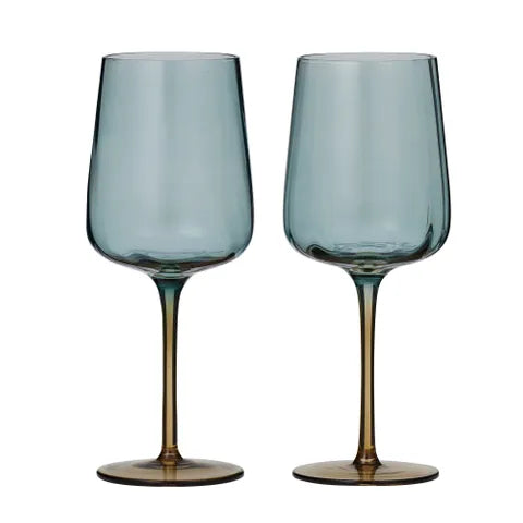 Blue/Amber Wine Glass - Set 2