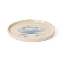 Crab Blue Glazed Plate