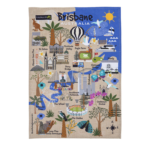 Brisbane Down Under Tea Towel