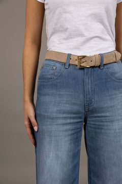 Classic Suede Belt - Stone