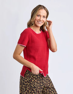 Camellia Short Sleeve Knit - Cranberry