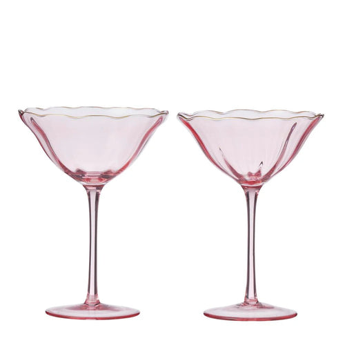 Crowne Glass Coupes Pink/Gold