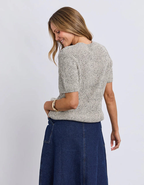 Davina Short Sleeve Knit - Oat Marle