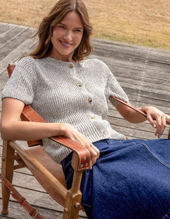 Davina Short Sleeve Knit - Oat Marle