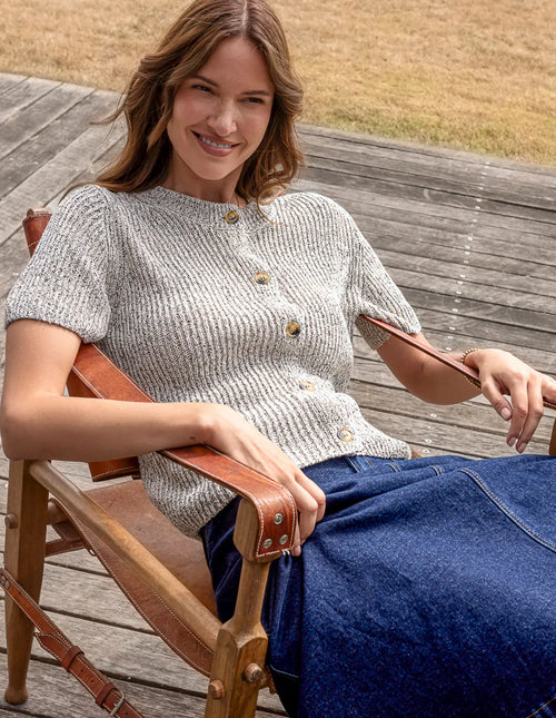 Davina Short Sleeve Knit - Oat Marle