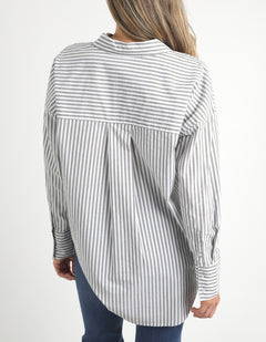 Delia Stripe Shirt - Khaki/White