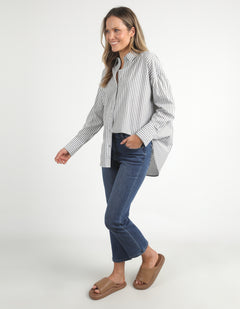 Delia Stripe Shirt - Khaki/White