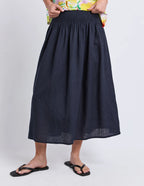 Flair Shirred Skirt - Navy
