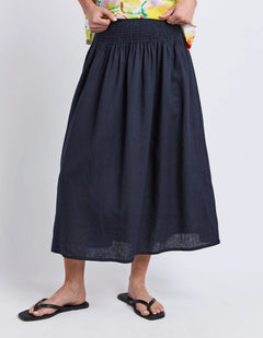 Flair Shirred Skirt - Navy