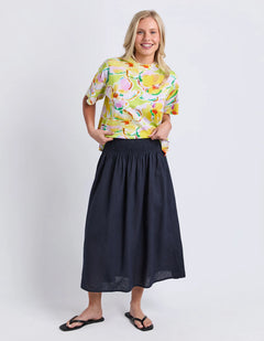 Flair Shirred Skirt - Navy
