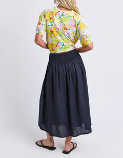 Flair Shirred Skirt - Navy