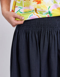 Flair Shirred Skirt - Navy