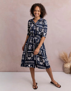 Jenny Dress - Navy/White