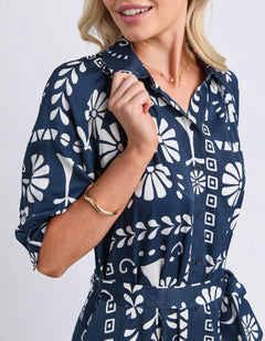 Jenny Dress - Navy/White