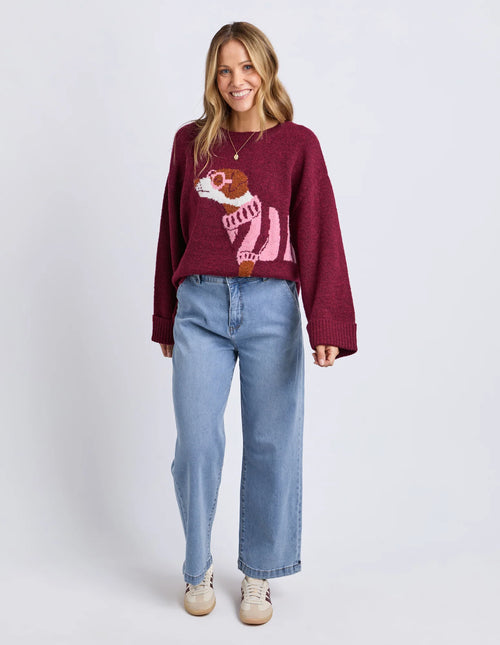 Annie Intarsia Knit - Maroon