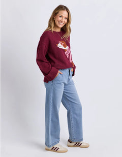 Annie Intarsia Knit - Maroon