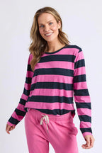 Spritz Long Sleeve Tee - Hot Pink/Navy