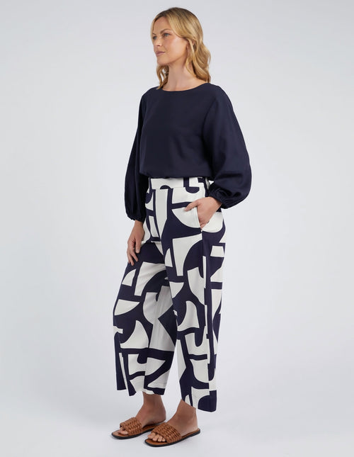 Dali Abstract Pants - Navy/White