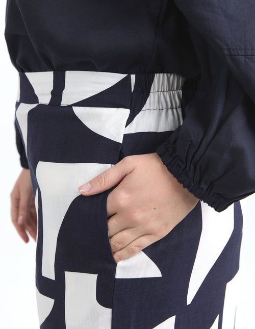 Dali Abstract Pants - Navy/White