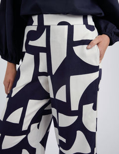Dali Abstract Pants - Navy/White