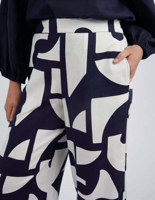 Dali Abstract Pants - Navy/White