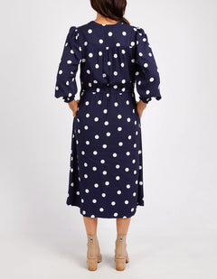 Dottie Dress - Navy white spot