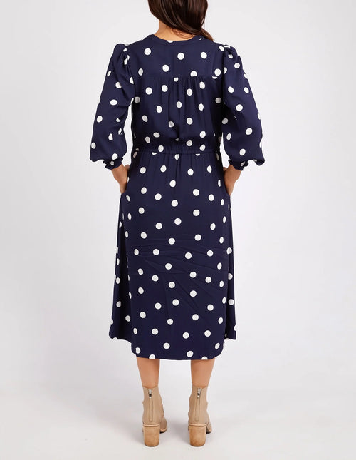 Dottie Dress - Navy white spot