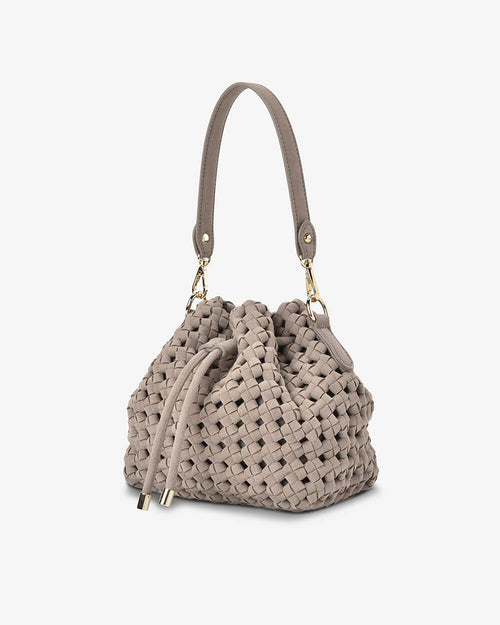 Box Weave Bucket Bag - Fawn