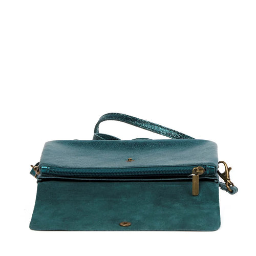 Metalic Clutch/Crossbody Bag - Emerald