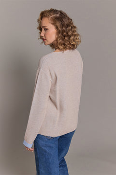 Reversible Honeycomb Crew - Natural/Blue
