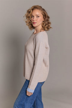 Reversible Honeycomb Crew - Natural/Blue