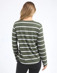 Manly V Long Sleeve Tee - Khaki Stripe