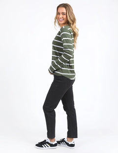 Manly V Long Sleeve Tee - Khaki Stripe