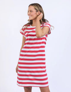 Signature Tee Dress - Crimson Stripe