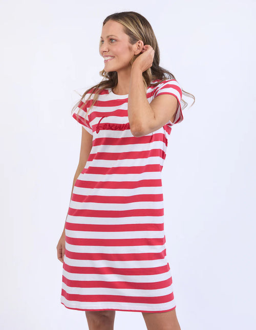 Signature Tee Dress - Crimson Stripe