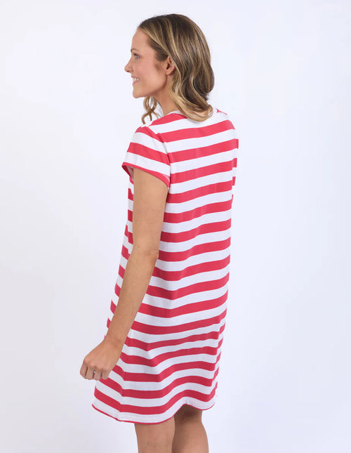 Signature Tee Dress - Crimson Stripe