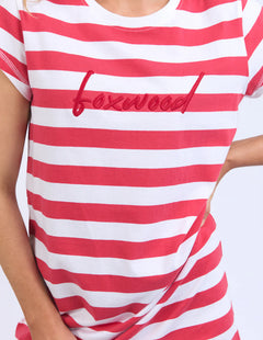 Signature Tee Dress - Crimson Stripe